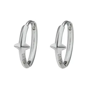 Star Earrings Black Silver Fashion Unisex Design Punk Hoop Earrings Couple Gift