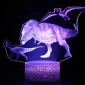 Acrylic carved 3D desk lamp, small night light, dinosaur shaped light, remote control LED visual stereoscopic night light a2