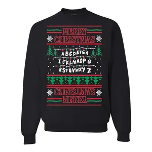 Merry Christmas Alphabet A-Z Christmas lights  Ugly Christmas Sweater Unisex Crewneck Graphic Sweatshirt