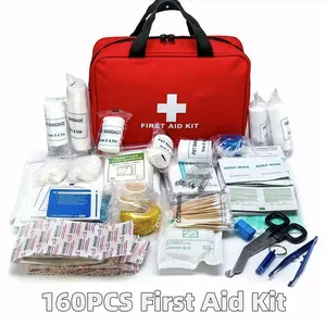 First Aid Kit for Home, Car, Travel, Camping, Truck, Hiking, Sports, Office, Vehicle & Outdoor Emergencies - Emergency Medical Kits (Red)
