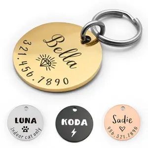 Custom Pet Tag - Custom Dog Tag with Name, Date, and Keyring, Available in Multiple Colors