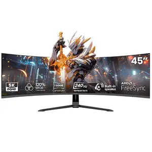 Suevery 45" 240Hz DQHD 5120 x 1440 Curved Gaming Monitor, 1500R, Built-in Speakers, 32:9, RGB Lighting, Wall-Mountable, Black