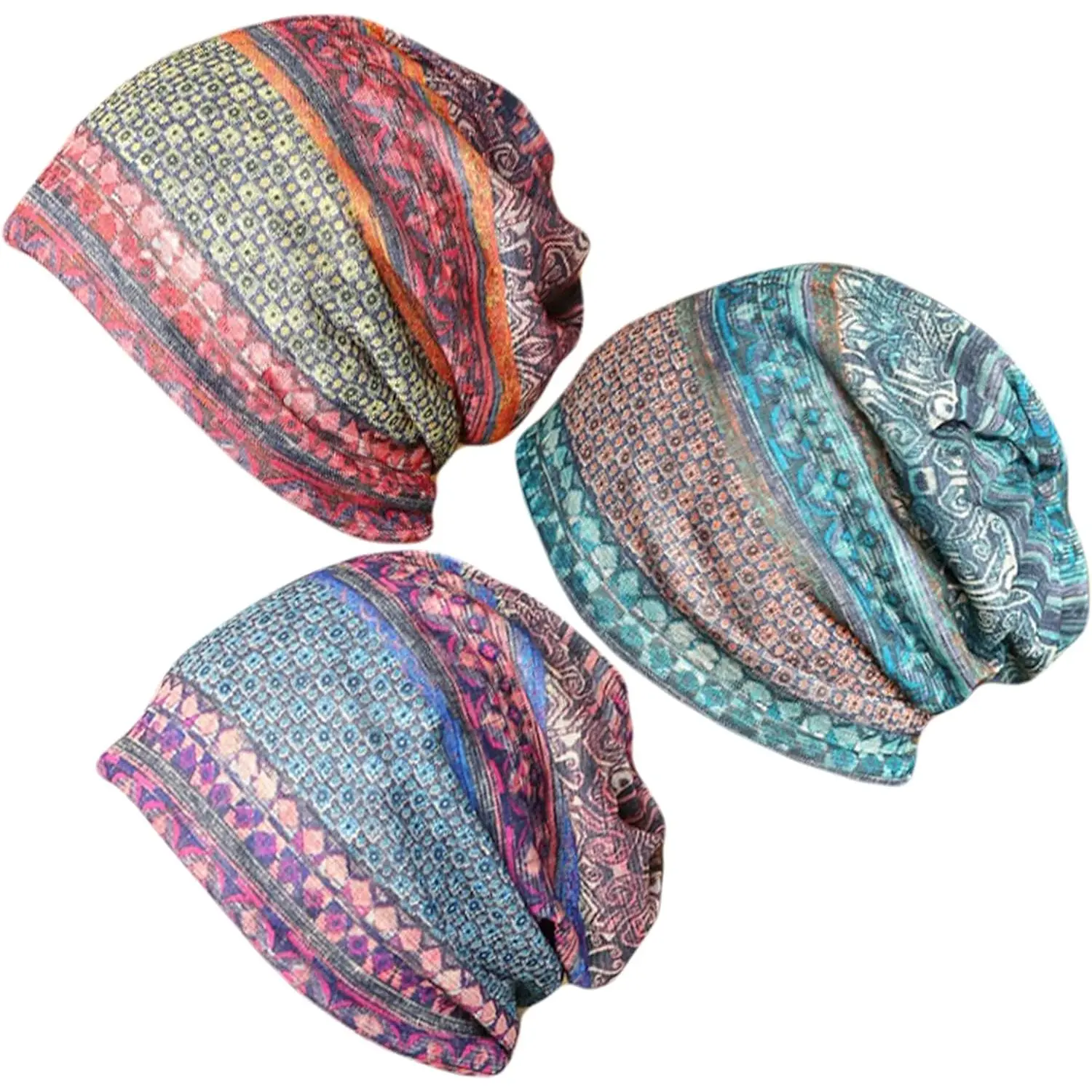 Women's Modesty 3-Pack Baggy Slouchy Beanie, Chemo Hat Cap Scarf Hair Accessory, Festive Party Supplies Gift