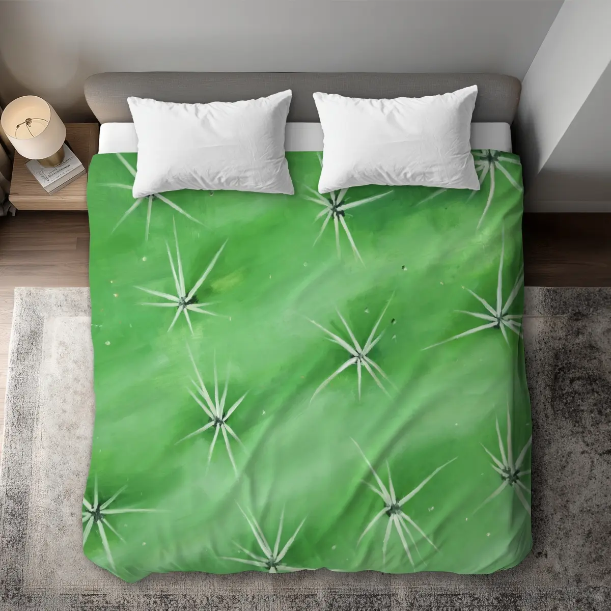 360 Stand King Size Duvet Cover - Cactus Closeup Print, Exotic Botany Design, Desert Vibe, Breathable Fabric, Microfiber Face Home Bedding Accessory, Botanical Duvet Covers, Comfortable Duvet Covers