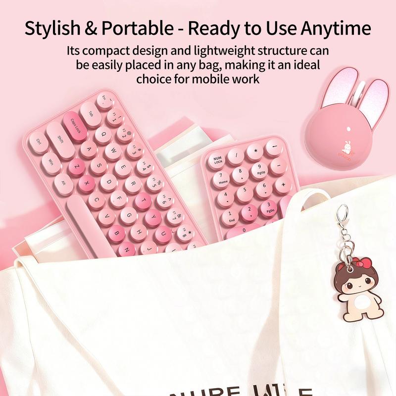 Mofii Three-In-One Keyboard Mouse Set Ergonomic Round Keyboard Wireless Connection, Portable Compact Design, Separate Numeric Keypad, Us Qwerty, No Batteries Included