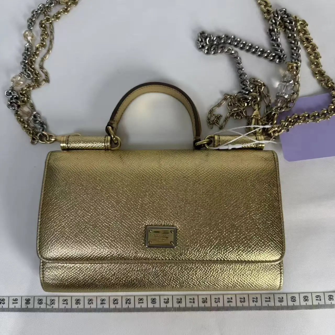 Pre-owned DOLCE & GABBANA LEATHER Shoulder Bags Dolce&Gabbana Metallic Gold Sicily Horizontal Handbag A1605