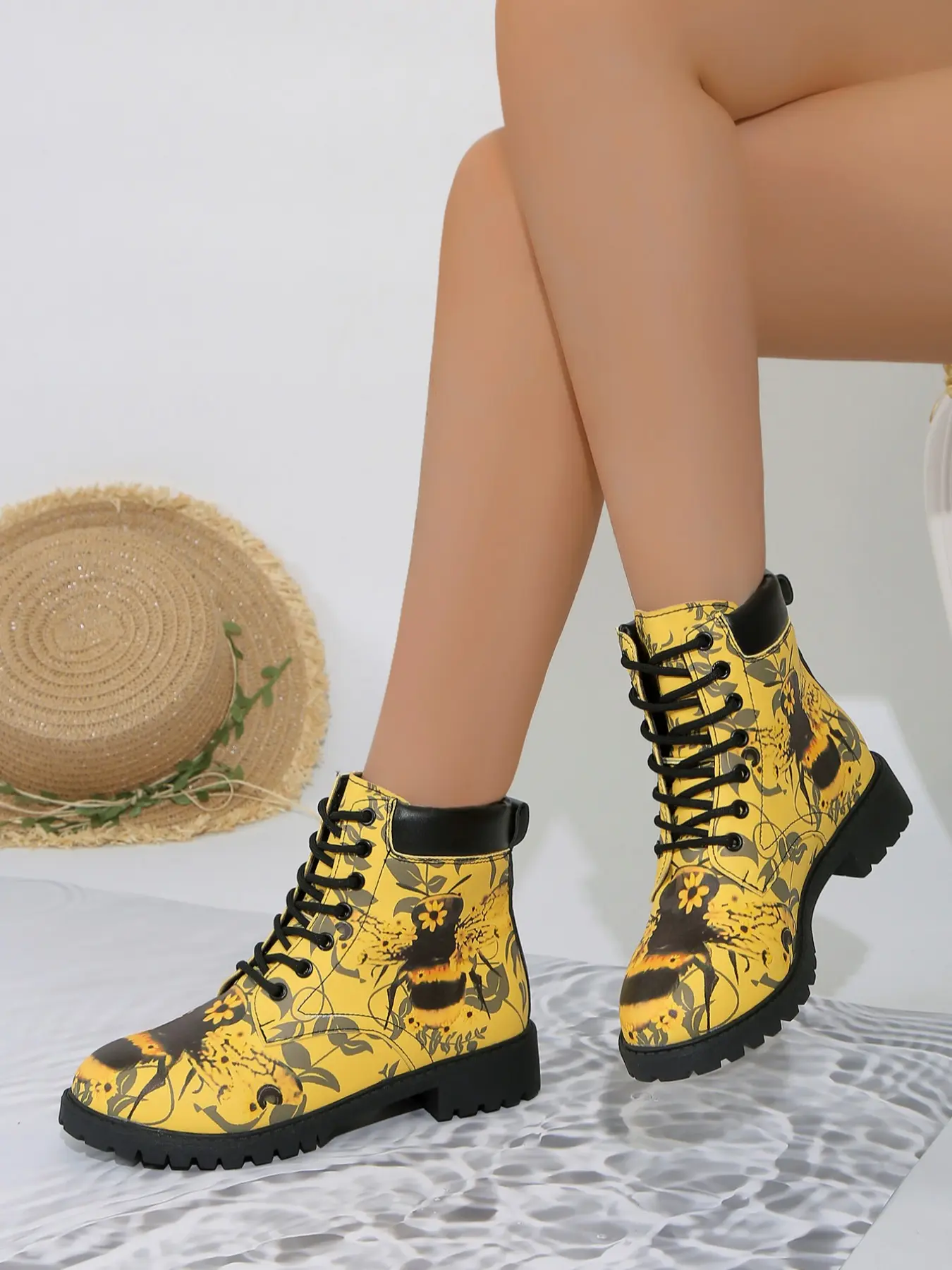 Women's Floral Pattern Ankle Boots, Warm Lining, Anti-Slip Sole, Fall Winter Fashion, Comfortable Design, Perfect for Daily Wear