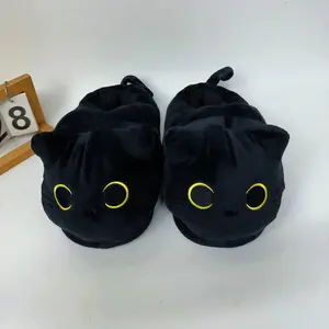One Size Cute Siamese Cat Plush Slippers Cartoon Soft Indoor Home Slippers Couple Winter Autumn Comfortable Anti-Slip Shoes
