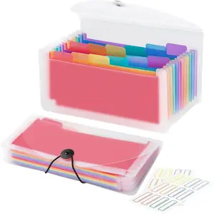 13 Pocket A6 Receipt Organizer, 2 Pack Small Accordion File Organizer,  Organizer with Labels - Clear