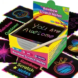 Children's Rainbow Scratch Art Kit with 100 Creative Scratch Cards, Perfect Birthday Present & Fun Family Bonding Activity to Ignite Kids' Creative Joy