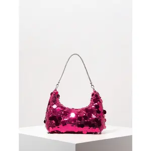 Elegant Sequin & Rhinestone Decor Shoulder Bag, Glittering Tote Bags For Ladies, Wedding Party Evening Bag, Party Dresses For Women