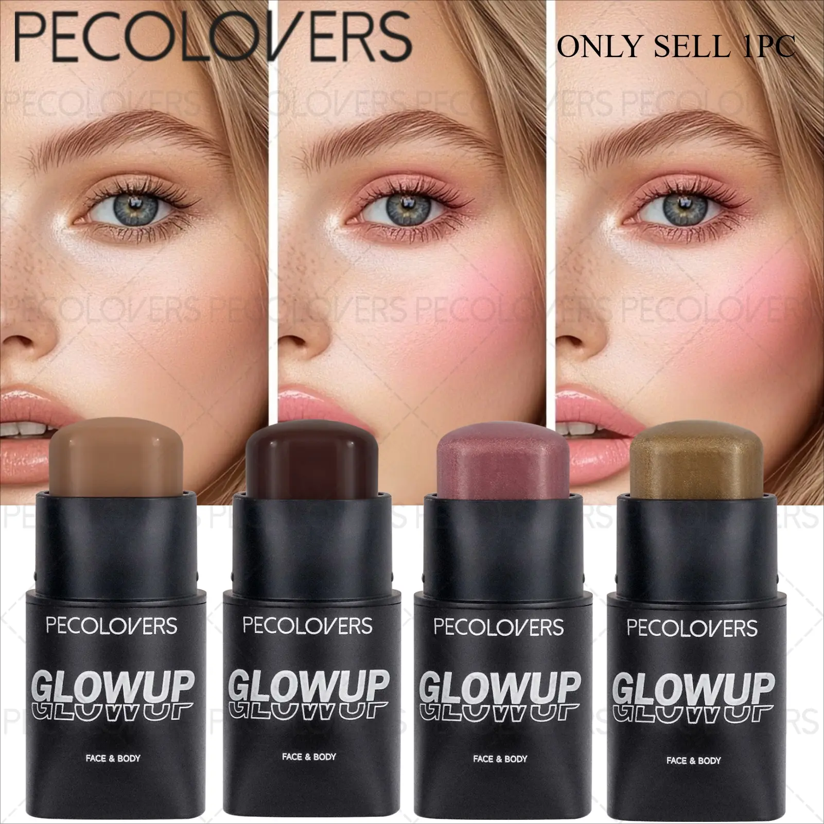 1 Pc Long-Wear Makeup Stick, Highlighter Stick, Versatile Face Color, Waterproof Daily Makeup For Work And Casual Occasions, Rose Red And Coffee Brown And Beige Nude, Face Makeup Cosmetic