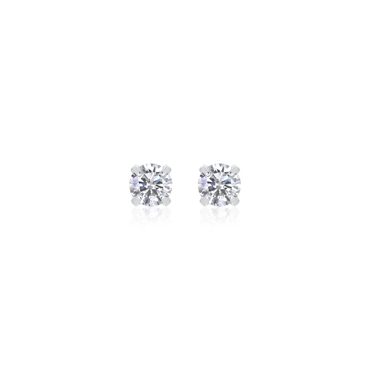 Women's Classic 6-Prong Round Moissanite Stud Earrings, Brilliant Cut, [Silver Weight]g Silver, Hypoallergenic Everyday Artificial Gemstone Jewelry, Christmas/Birthday Gift
