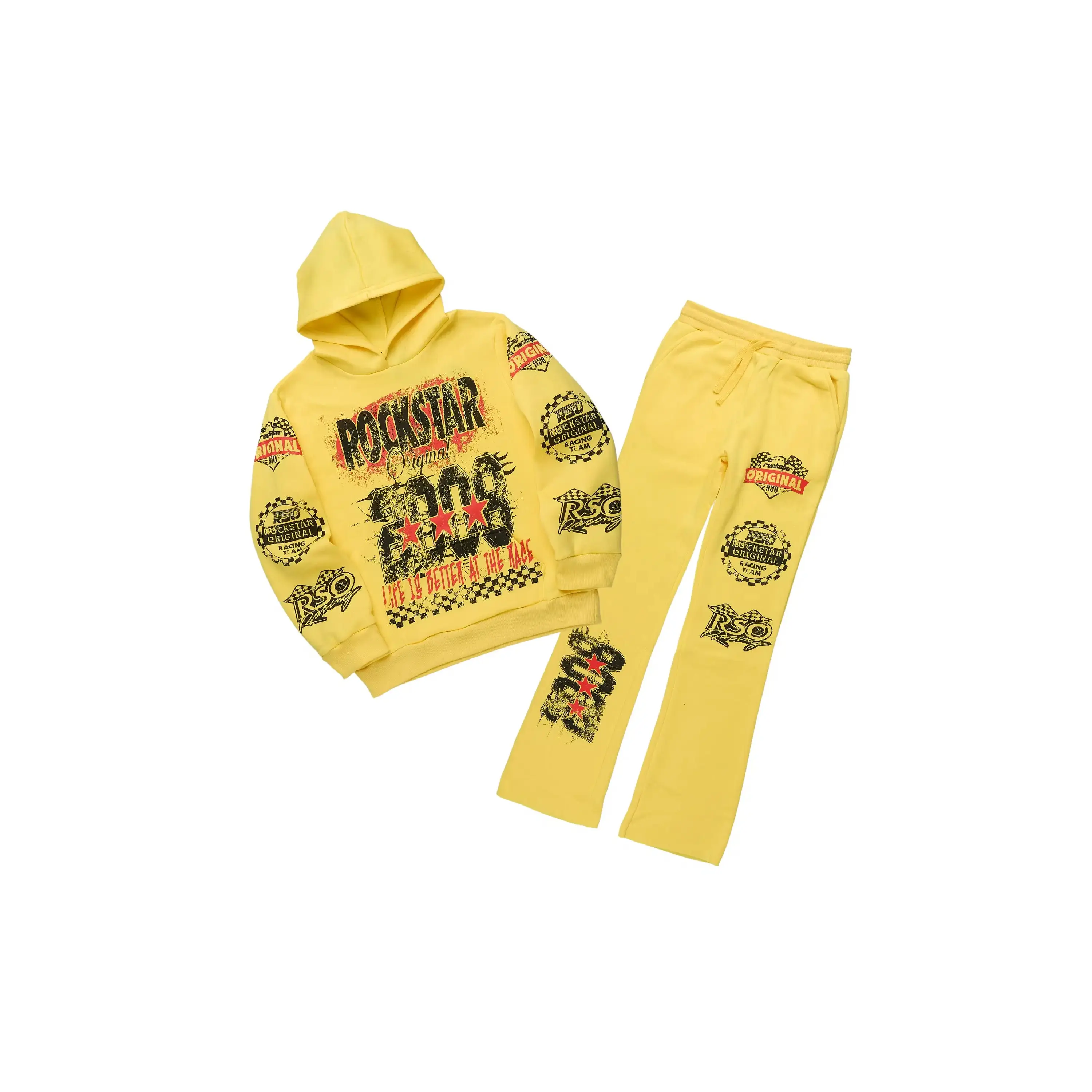 Boys Racing Grunge Yellow Stacked Track Set