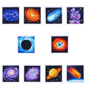 5D Full Drill Round Rhinestone Starry Sky Diamond Art Painting Kit, DIY Paint by Number Needlework Craft, 4.7"x4.7" DIY Gift for Hobbies Enthusiasts
