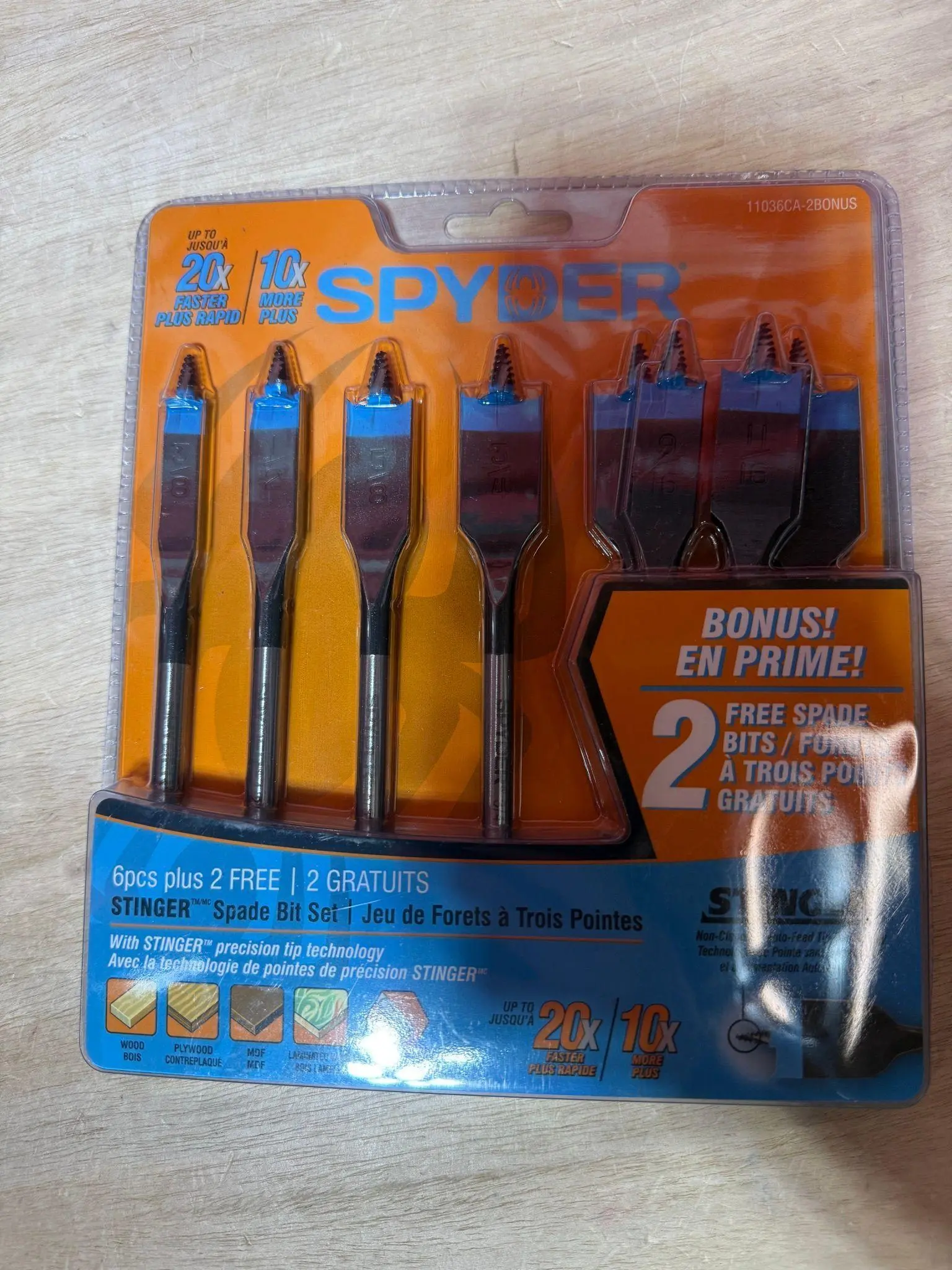 Spade Bit Spyder 8 Piece Hand Tool