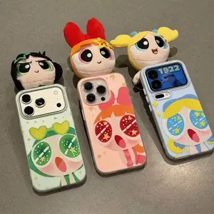 Cute Cartoon iPhone Case with Stand – Kawaii Aesthetic, Soft Touch, Anti-Shock Camera Protection, Slim Lightweight Durable Fit for iPhone 11 12 13 14 15 16 17 Series