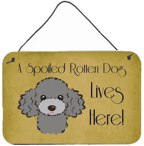 Carolines Treasures BB1507DS812 Silver Gray Poodle Aluminium Wall & Door Hanging Prints, Spoiled Dog Theme Decor for Room Decor, Home Supplies Accent Piece