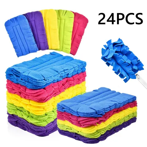 24PCS Fleece Duster Refills, Reusable Dusters, Washable Dusters Pads for Cleaning Ceiling Hardwoods Window Kitchen Floor