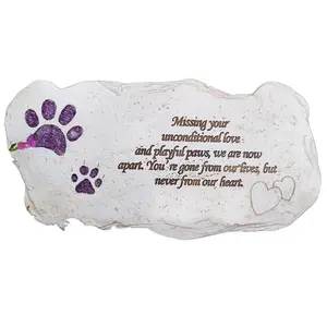 Shinning Pawprints Pet Memorial Stones for Dogs or Cats - Hand Painted Pet Dog Garden Stones Grave Markers Stepping Stones - Sympathy Pet Dog Memorial Gifts Loss Gifts - 12"x6"
