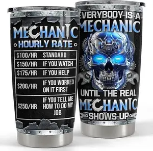 20oz Insulated Stainless Steel Water Bottle Tumbler Set - BPA-Free, Plastic-Free, Anti-Leak Drinkware with Lid, Portable Funny Mechanic Gift for Birthday, Ideal for Travel Coffee Use, Funny Gifts, Anti-Leak Water Bottles