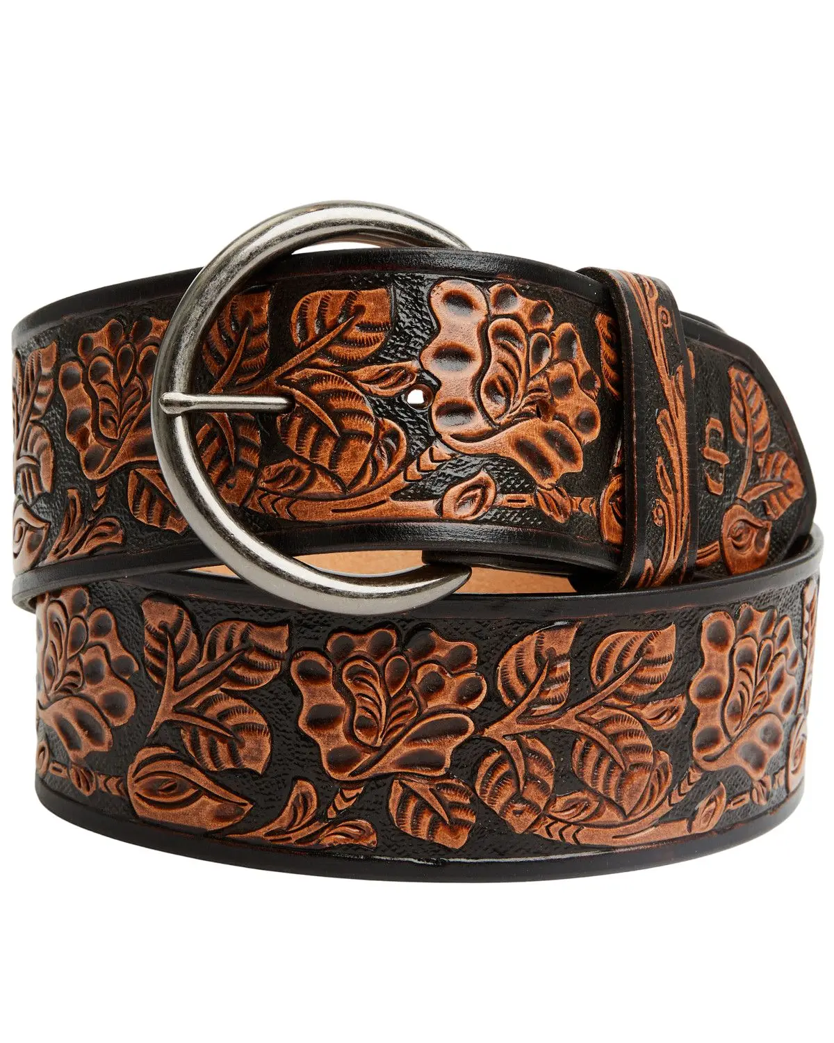 Stetson Women's Women'S Wide Floral Embossed Leather Belt - 9416790-200