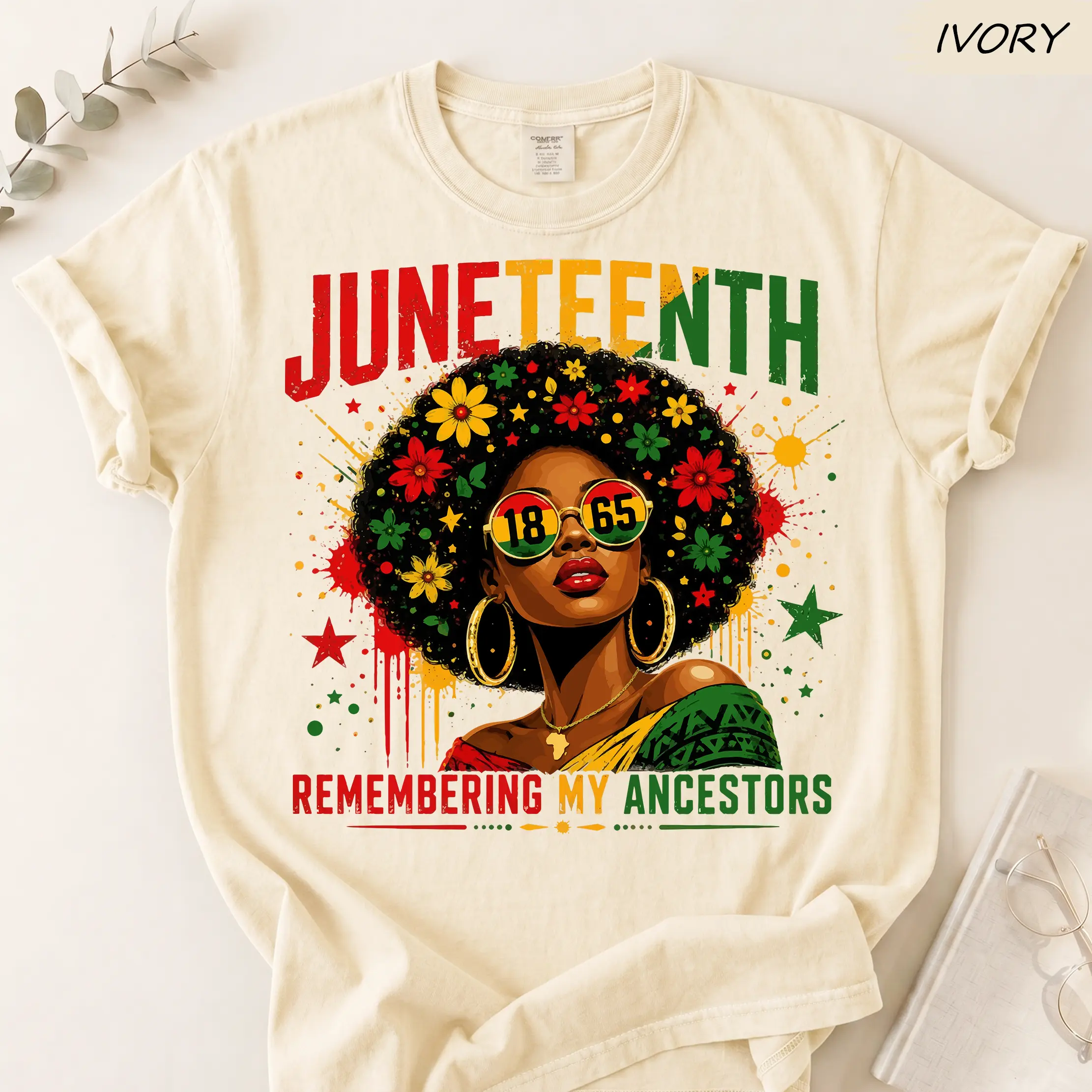 Comfort Colors Cute Juneteenth Remembering My Ancestors Black History 1865 Shirt, Retro Empowermen Girl Freedom Pride 1865 Juneteenth Graphic Tee