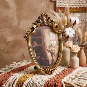 European Classical Oval Frame, Wall-Mountable or Tabletop, Includes Random Insert Paper, Ideal for Home Decor Photo Display, Picture Frame