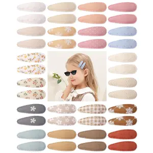 SQ-HDW111 40Pcs Toddler Hair Clips Baby Girl Hair Bows Clips Floral Print Non Slip Wrapped Snap Hairpins Flower Clips for Hair Barrettes Hair Accessories for Baby Toddler Girls Kids