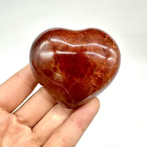 Heart Shaped Carnelian Red Agate Crystal Healing Root Chakra Reiki Polished Pocket Palm Stone 60-65MM 1 count
