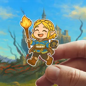 Legend Of Zelda Princess Zelda Tears of the Kingdom Cut-To-Size Waterproof Vinyl Sticker for Laptop Water Bottle and More
