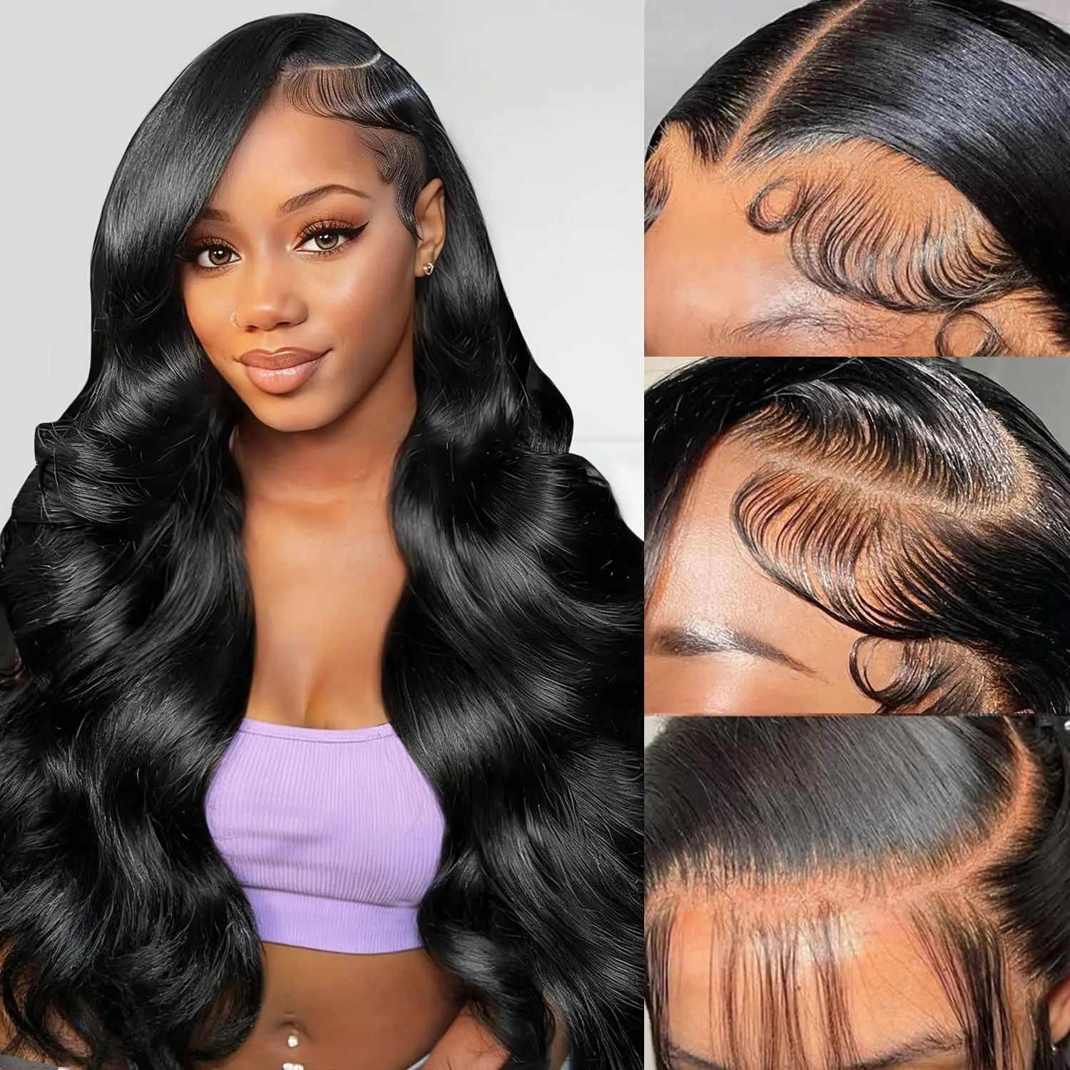 30 Inch 13x6 Lace Front Wig Body Wave Straight  HD Lace Baby Hair for Women Natural Black Synthetic wigs must not be heated or bleached 613 blonde 427 highlight 99J  burgundy  350 sunorange  color wig Bouncy Wave Wigs