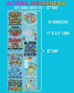 Autism Awareness DTF Gang Sheet #2 - 22"x60"