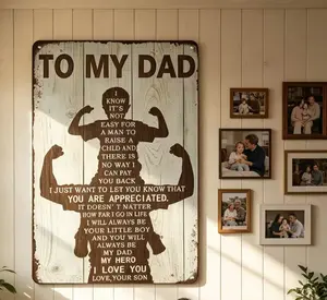 trending to my dad metal tin sign vintage rustic retro iron wall art from son daughter father's day birthday gift farmhouse home decor 8x12 inch size man cave garage bar decoration plaque for him ready to hang cool unique personalized gift for dad