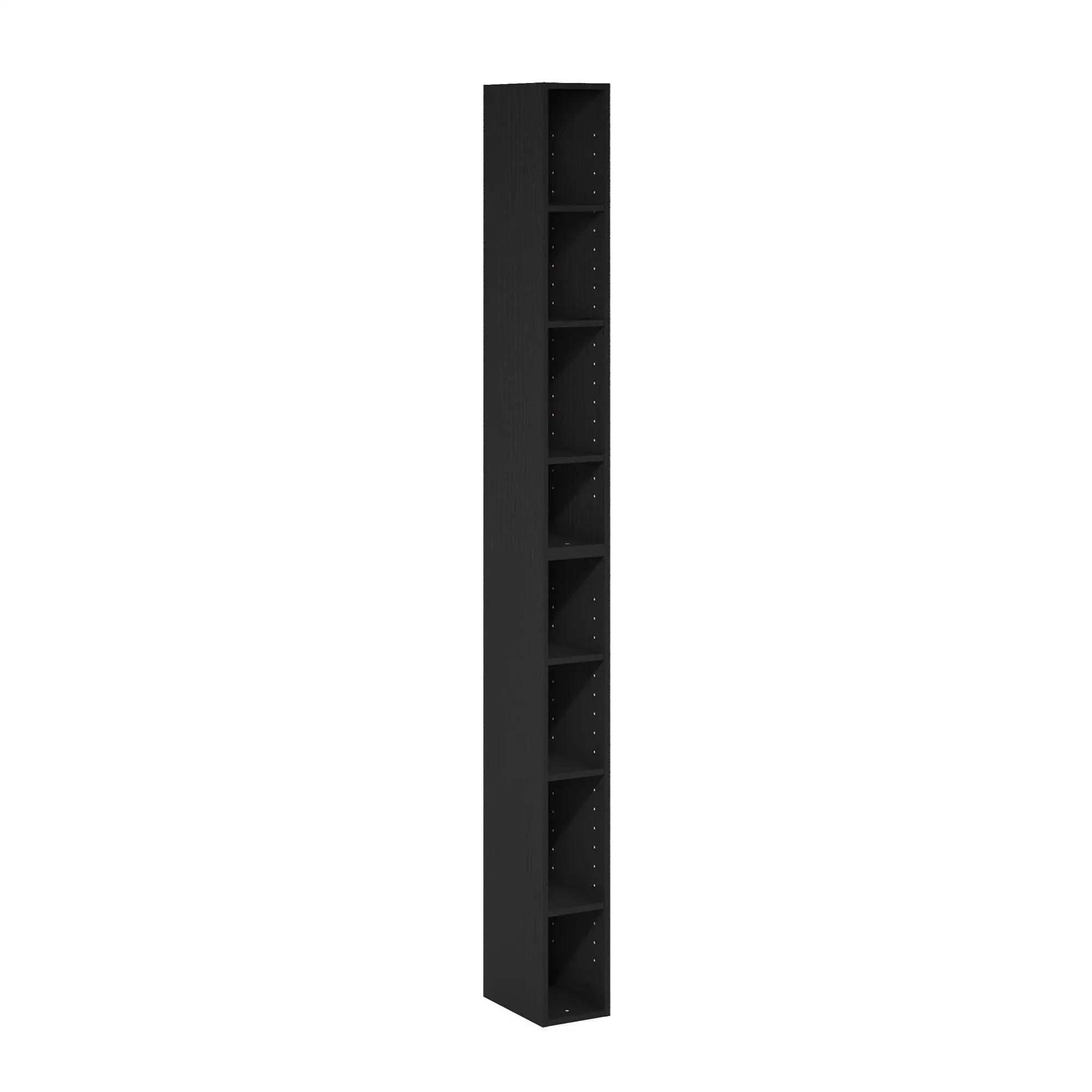 FULDA Modern 8-Tier Blackwood Bookshelf - Adjustable Storage Shelves, 9.2x5.9x70.9in Space-Saving Indoor Unit for Living Room, Home Office, Book Nook, Collectibles Display, Clean Aesthetic Small Room Ideas