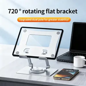 iPad Stand, Adjustable Height & 360° Rotatable Carbon Steel Metal Lazy iPad Stand, Portable & Stable