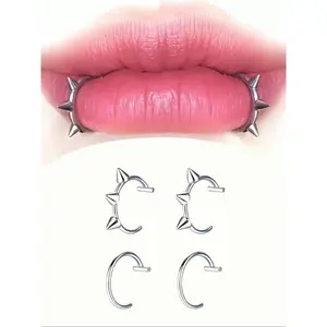 Stainless Steel Lip Ring, Vampire Tooth Design, Unisex Jewelry for Cosplay and Parties, Suitable for All Seasons