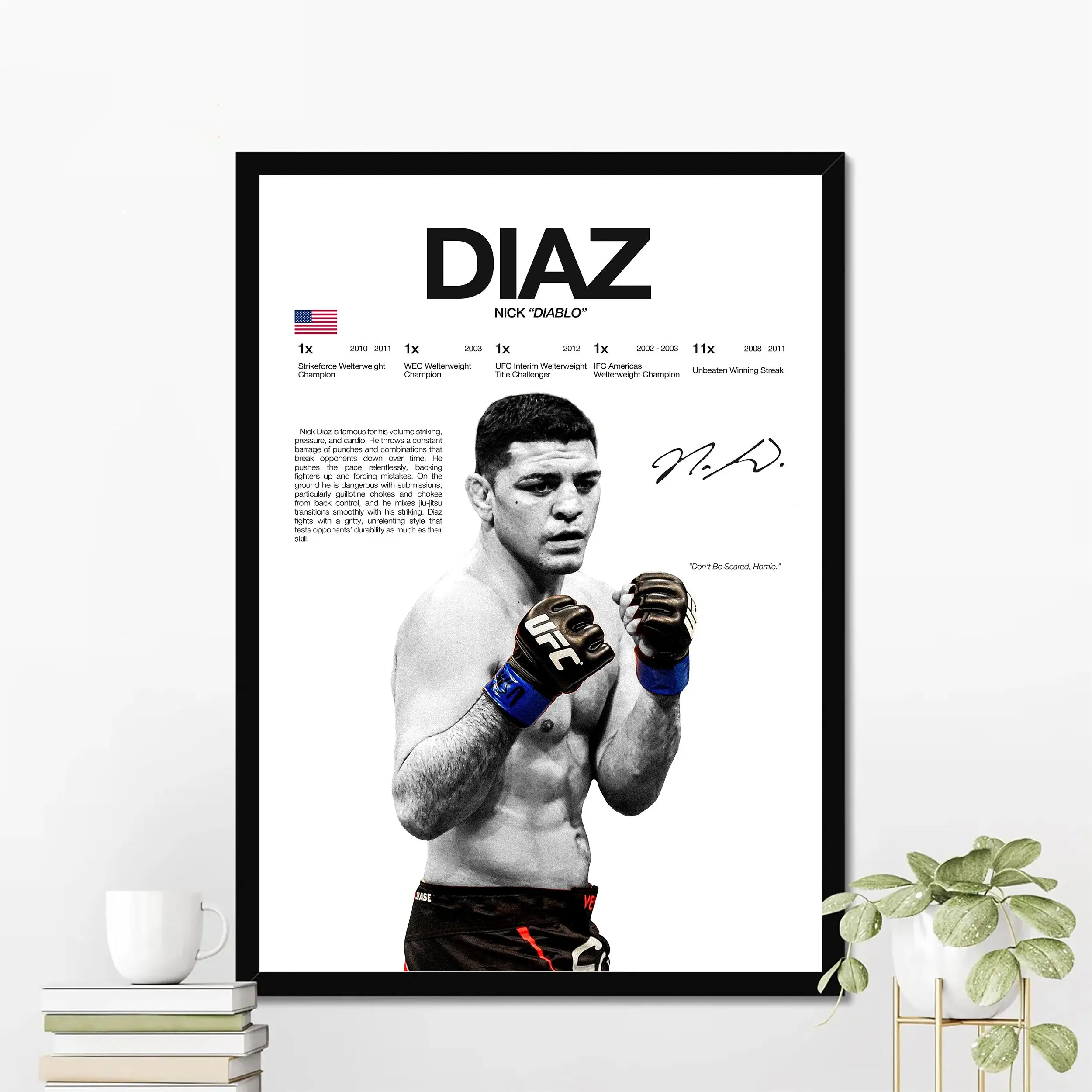 Nick Diaz MMA Poster | Hardline Series Wall Art | Aesthetic Home Decor | MMA Fan Gift