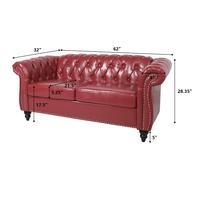 Wine Red PU 2 Seater Tufted Sofa