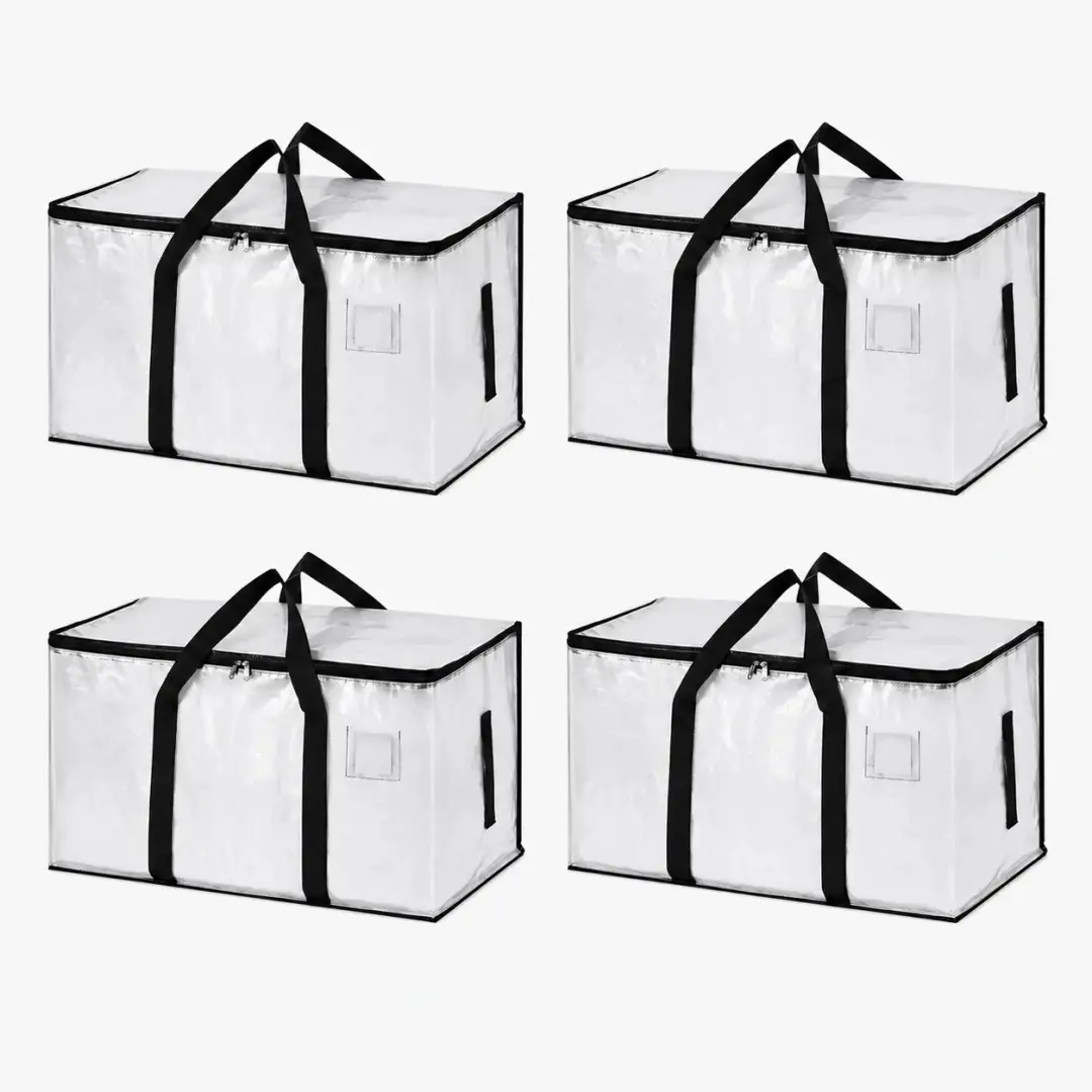 [2/4/6 Pack] Extra Large Heavy Duty Moving Bags, 180GSM Waterproof Polypropylene Storage Totes with Reinforced Handles, Space-Saving Closet Organizers for College Students & Renters, Perfect for College Move-In, Dorm Room Essentials & Clothes Packing