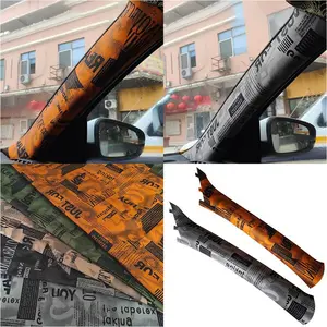 Jdm Car Interior Abc Column Upgrade Sticker, Universal Style Self-Adhesive Graffiti Decal, Customizable Letter Newspaper Design, Car Decals