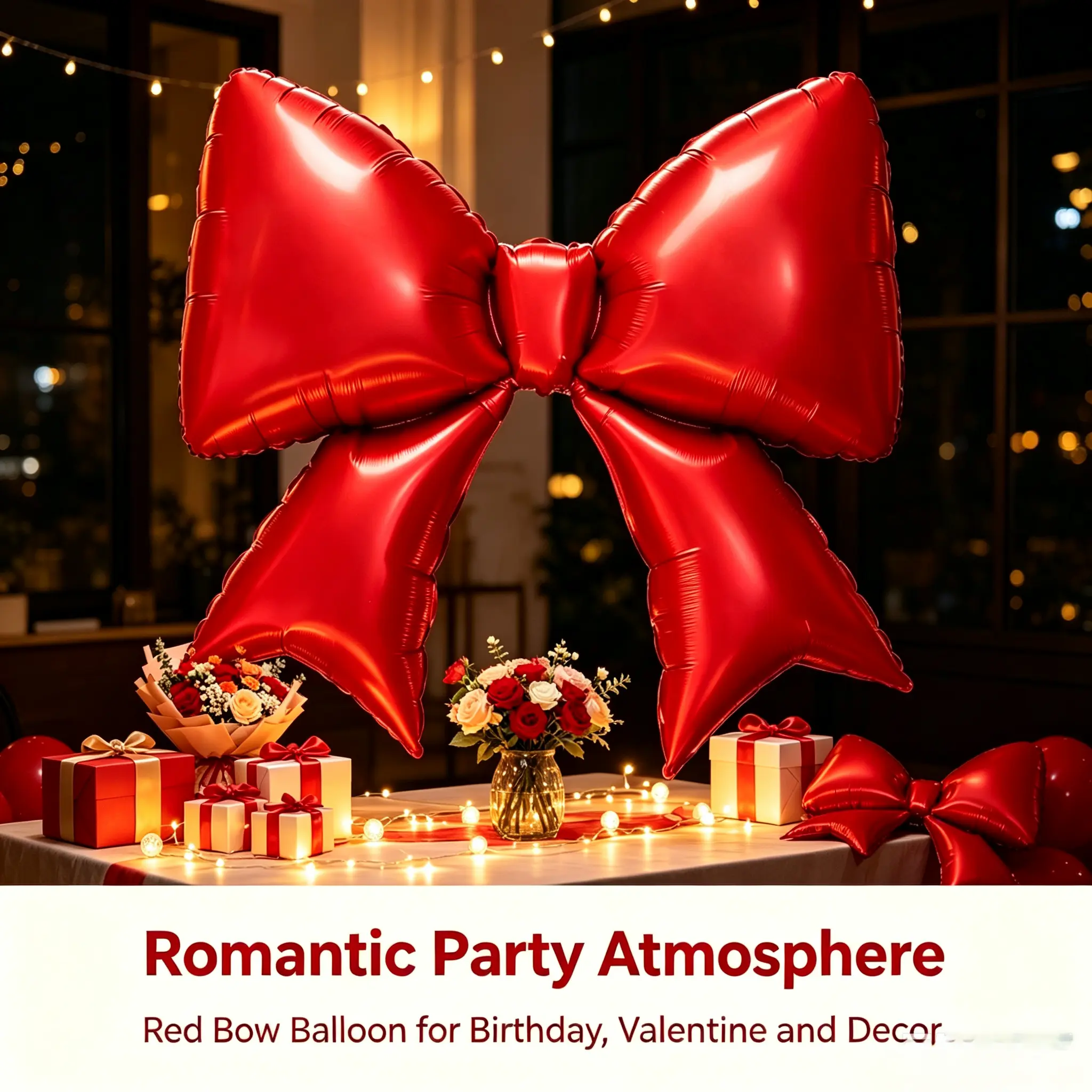 1pcs   oversized red bow balloon, wedding proposal birthday background wall atmosphere arrangement props, Internet celebrity wedding room birthday party wall photo decoration big bow balloon