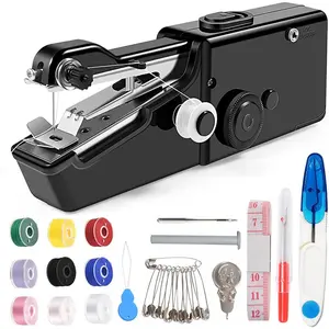 Handheld Sewing Machine for Quick Stitching, Mini Portable Sewing Machine with Sewing Kits for Home DIY, Travel (Black)