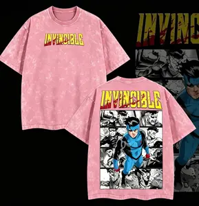 Superstyle Limited Edition Emperor Mark Grayson Invincible War Comic Double Printed Oversize Lightweight Acid Washed Tee TV Series Graphic Tee T-Shirt