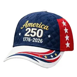 America 250th Anniversary 1776-2026 Patriotic Baseball Cap, Quilted 3D Embroidery USA Flag Star Curved Brim Adjustable Dad Hat for 4th of July