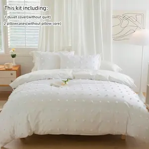 Modern 3-Piece Bedding Set with Faux Fur Decorations, Includes 1 Duvet Cover & 2 Pillowcases, Elegant Bedroom Accessories