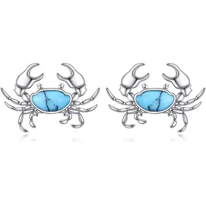 Animal Stud Earrings for Women 925 Sterling Silver Crab Earrings Jewelry Gifts for Mother's Day