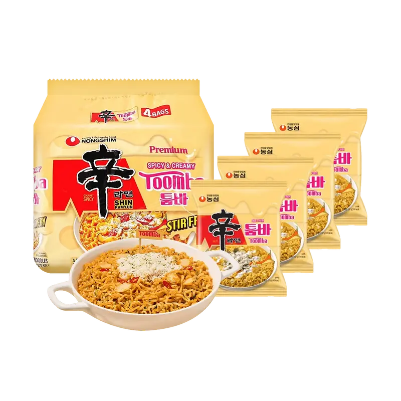 NONGSHIM Shin Ramyun Toomba: Spicy Creamy Stir-Fry Instant Noodles, 4-Pack (4.83 oz Each)【Edward Lee Pick】【Culinary Class Wars】