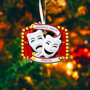Theater Personalized Ornament | Handwritten Drama Mask Christmas Gift | Custom Ornament for Actors and Performers