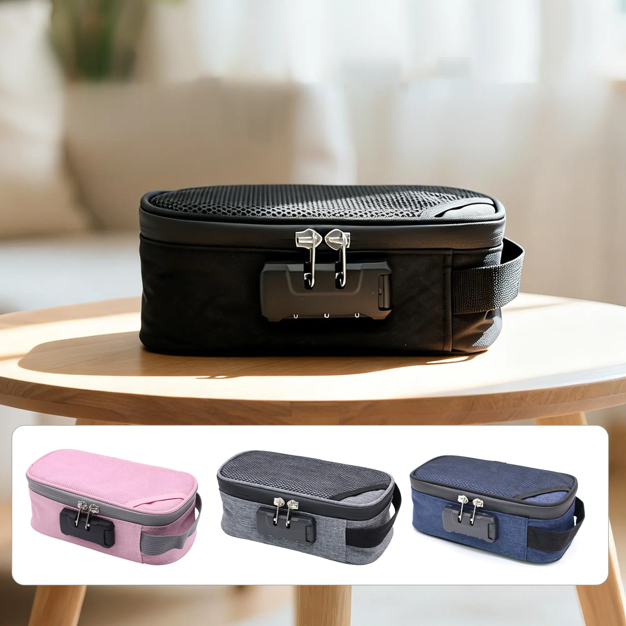 Lockable Smell-Resistant Storage Tote - Unisex Portable Organizer for Home Travel Holiday Gifting, cosmetic storage bag, men's tote bag.